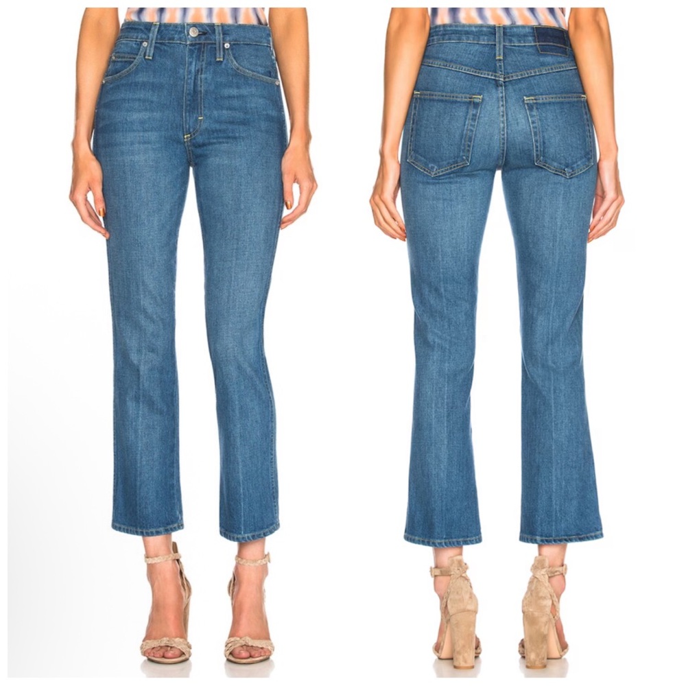 AMO Women Size 27 Blue Jay Billie High-Rise Straight-Leg Crop Slight Flare Jeans